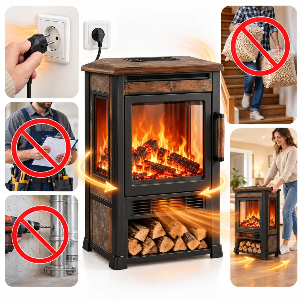 Thermora™ s nastavitelným LED plamenem 3D — aplikace, WiFi a IR ovladač