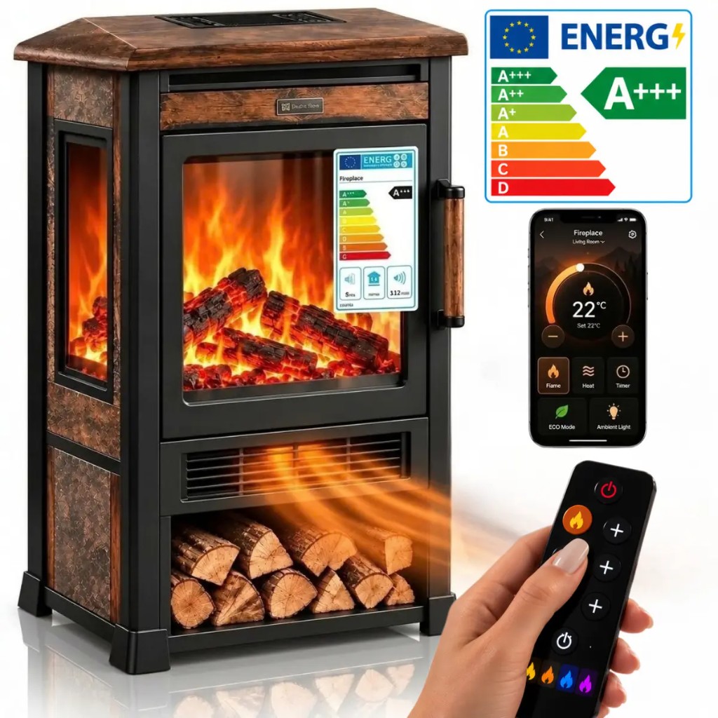 Thermora™ — elektrický krb s IR ovladačem, aplikace WiFi a třída A+++